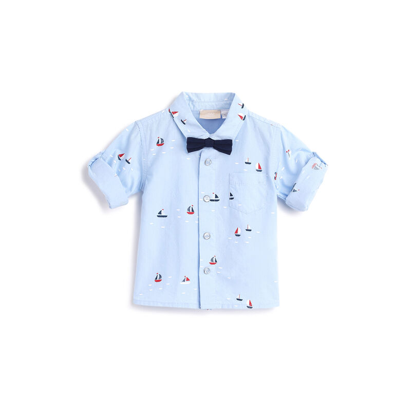 Boys Blue Printed Long Sleeve Shirt image number 0